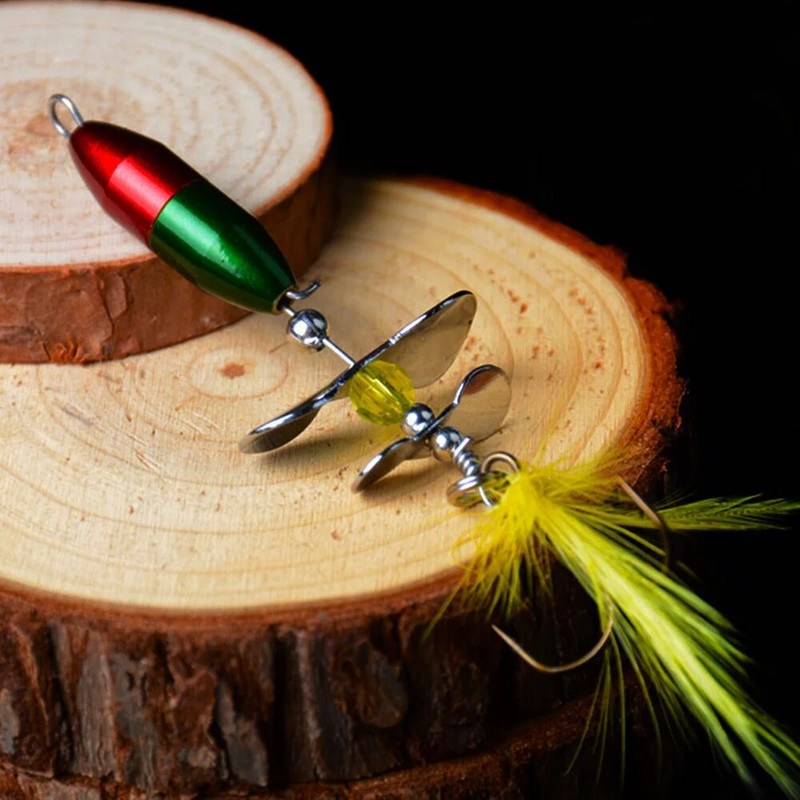 FLYSAND rotirajuća vretena sa šljokicama mamac za ribolov 10g/7cm vobler mamac s pernatim priborom za ribolov bas pastrve grgeč štuka