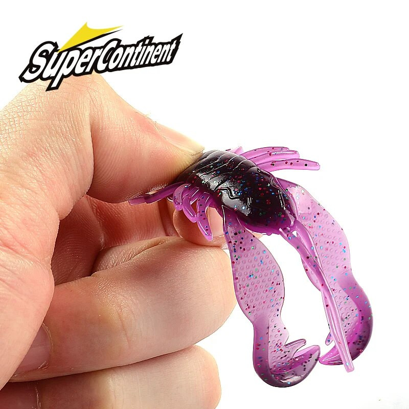 Supercontinent Filet Craw 40mm/15gb 70mm/6gb Soft Lure Makšķerēšanas mānekļi garneļu omāri Mīkstas plastmasas mānekļi zvejas mānekļiem
