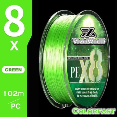 VWVIVIDWORLD 100% Colorfast 8 Braid Linie de pescuit Multifilament Line linha multifilamento 8 Fire PE 100m