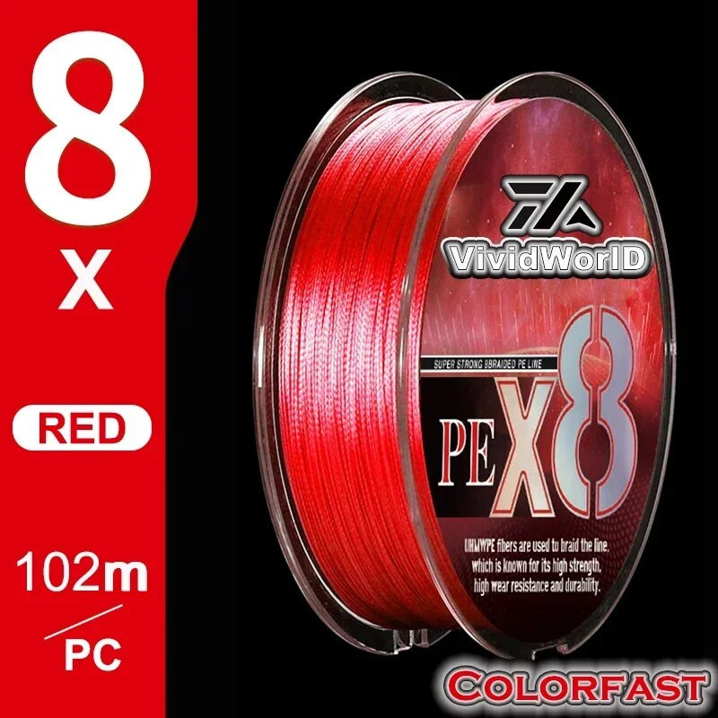 VWVIVIDWORLD 100% Colorfast 8 pinuma makšķerēšanas aukla daudzpavedienu līnija linha multifilamento 8 pavedieni PE 100m