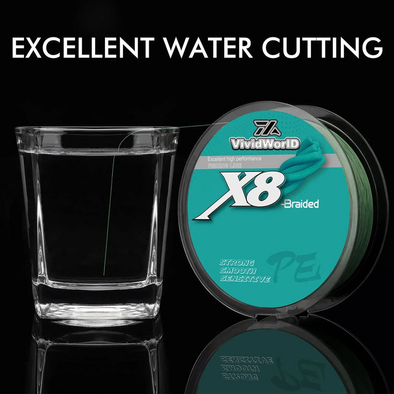 VWVIVIDWORLD 100% Colorfast 8 pinuma makšķerēšanas aukla daudzpavedienu līnija linha multifilamento 8 pavedieni PE 100m