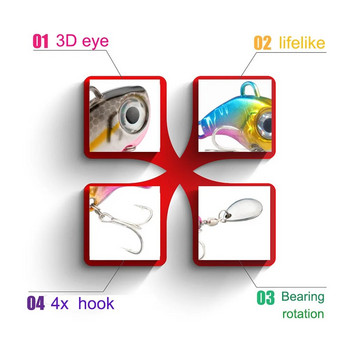 Wobble Rotating Metal VIB Vibration Bait Spinner Spoon Jig Fishing Lures 10g 20g 30g Artificial Hard Baits Sequins Pesca Lure
