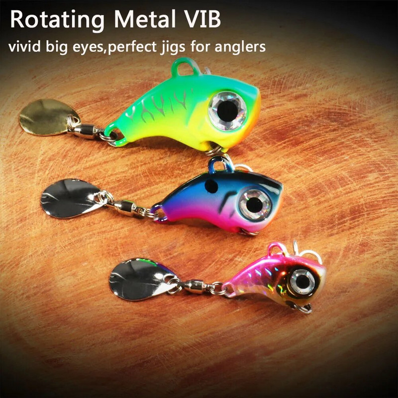 Wobble Rotating Metal VIB Vibration Bait Spinner Spoon Jig Fishing Lures 10g 20g 30g Artificial Hard Baits Sequins Pesca Lure