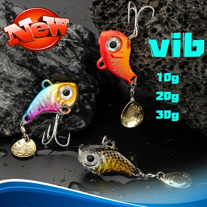 Wobble Rotating Metal VIB Vibration Bait Spinner Spoon Jig Fishing Lures 10g 20g 30g Artificial Hard Baits Sequins Pesca Lure