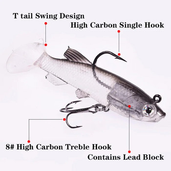 5 τμχ/Παρτίδα Jig Hook Σετ μαλακών δολωμάτων σιλικόνης Swimbait 7,5cm 12g Fishing Wobblers Τεχνητό Καουτσούκ Δολώματα για Αντιμετώπιση Δελεασμού Pike Bass