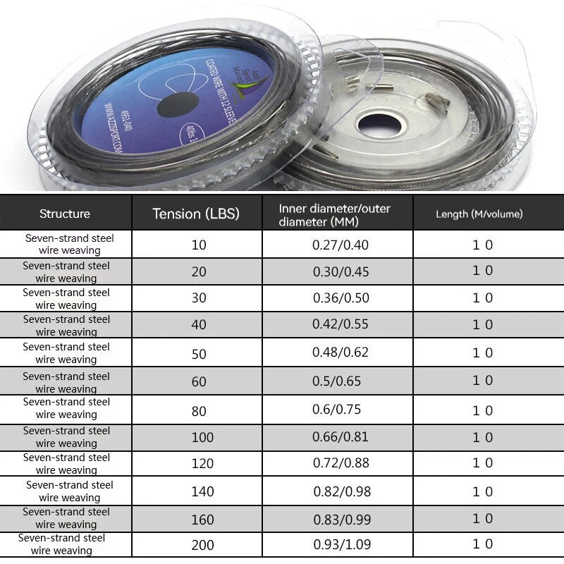 FTK 10M 7 šķipsnas 10LB-200LB makšķerēšanas auklas stieples vads ar vinila pārklājumu nerūsējošā tērauda trase neilona augstas stiprības mānekļu vadošā stieple