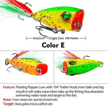 Mini Popper Fishing Lures 4,3cm 4g Topwater Hard Bait Artificial Wobblers Plastic Pesca Fishing Tackle Δόλωμα ψαρέματος Κυπρίνος Ψάρεμα