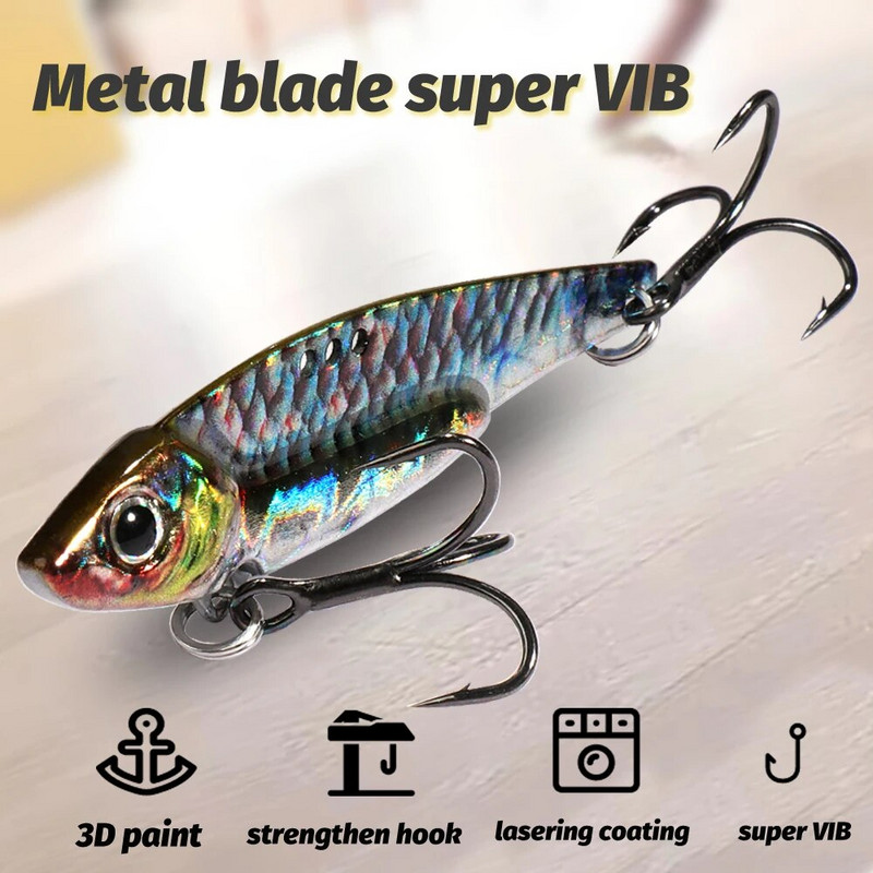 Spinner Karote Metāla Jig Bait 7g 10g 16g 20g VIB Grimstošs Blade Spinning Treble Hook Spinnerbait Pesca Pike Carp Sea Fishing Lure