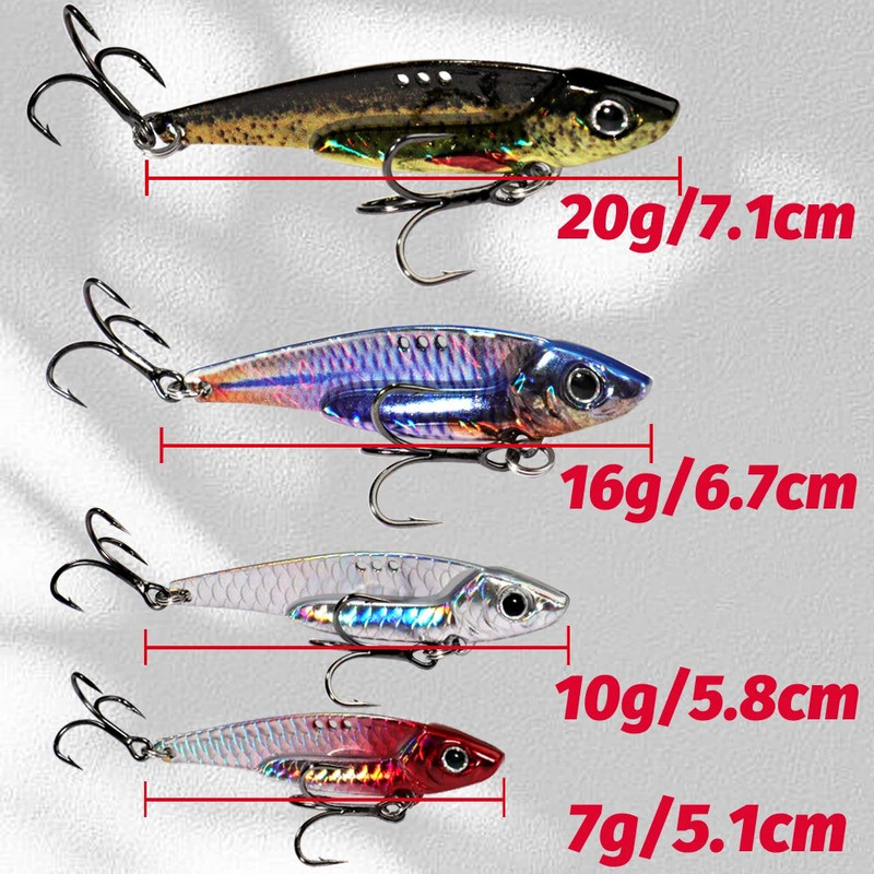 Spinner Karote Metāla Jig Bait 7g 10g 16g 20g VIB Grimstošs Blade Spinning Treble Hook Spinnerbait Pesca Pike Carp Sea Fishing Lure