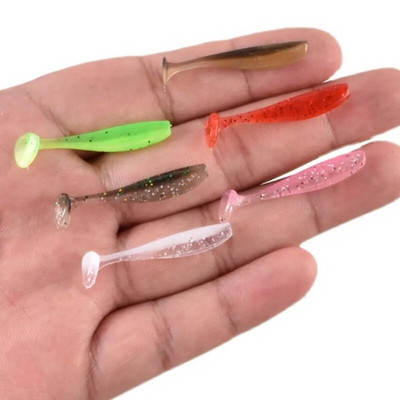 Ufishing 3 см, 4 см, 5 см, 6 см, 7 см PVC микро меки примамки за риболов, 10 бр./чанта Т-образна примамка за червей Малка изкуствена примамка