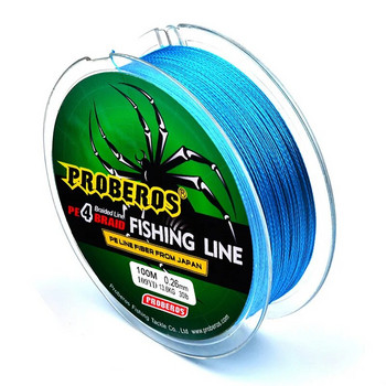 PROBEROS 1τμχ Braid Sports&Outdoors 100M 4 Strand Braided Fishing Line Pe Spectra Lines Κόκκινο πράσινο μπλε κίτρινο γκρι πετονιά