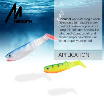 MEREDITH Cannibal 80mm 100mm 125mm Artificial Soft Lures Baits Fishing Lure leurre shad σιλικόνης Bait T Tail Wobblers