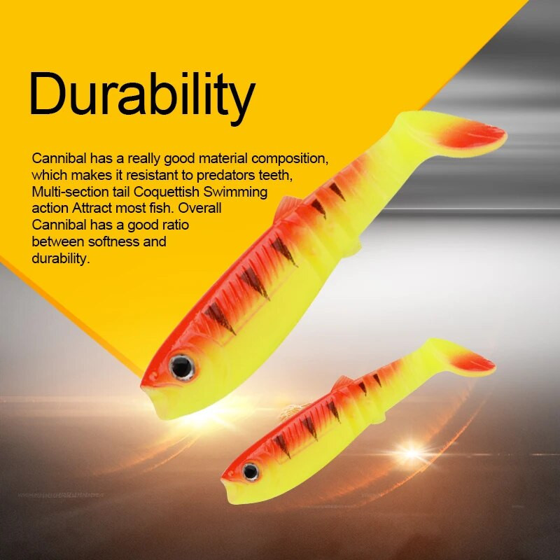 MEREDITH Cannibal 80mm 100mm 125mm mākslīgie mīkstie mānekļi ēsmas zvejas mānekļi leurre shad silikona ēsma T astes vobleri