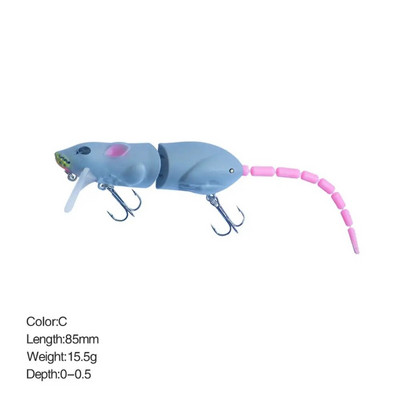 15,5cm Mouse Lure Τεχνητό Πλαστικό ποντίκι Fishing Lure Swimbait Rat Pike Bass Minnow Floatingbaits Αξεσουάρ ειδών ψαρέματος