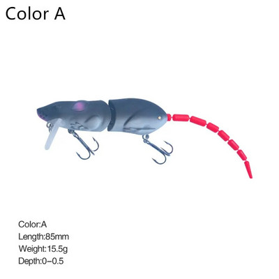 15,5cm Mouse Lure Τεχνητό Πλαστικό ποντίκι Fishing Lure Swimbait Rat Pike Bass Minnow Floatingbaits Αξεσουάρ ειδών ψαρέματος