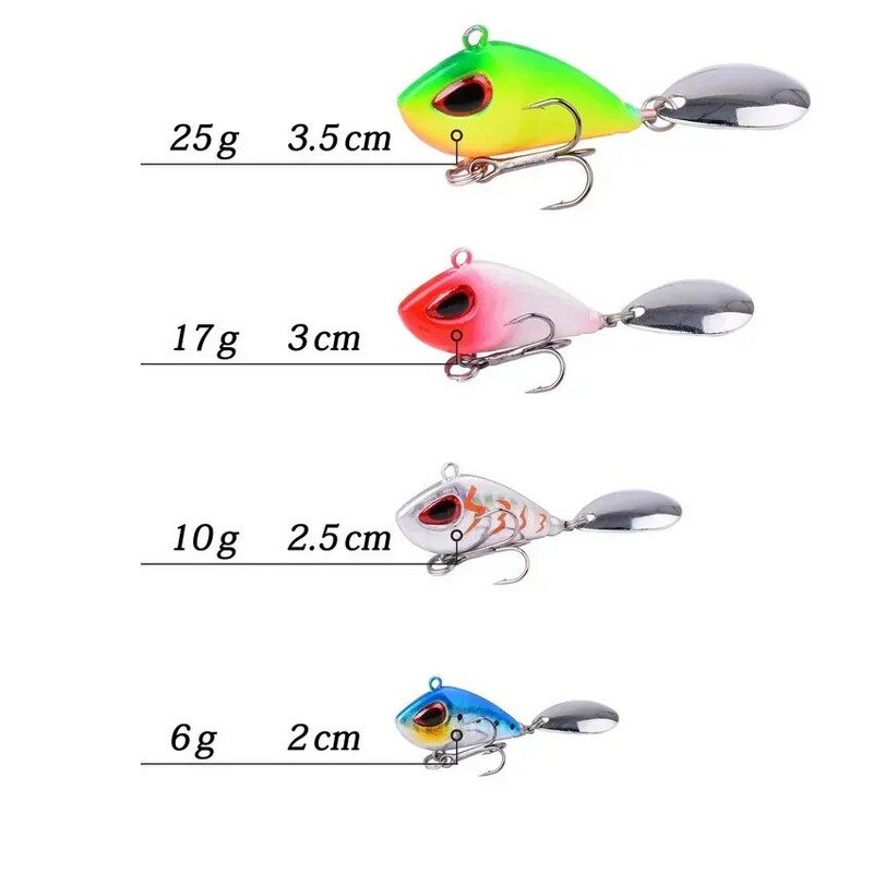 Naujas metalinis mini VIB su šaukštu žvejybos masalas 6g10g17g25g žūklės reikmenų kaištis Crankbait vibracinis suktukas nuskendęs masalas