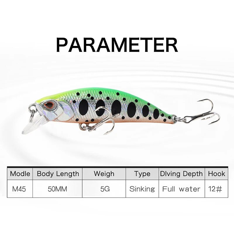 1gab 5g 5cm Minnow zvejas lures Full Water Artificial Small Bait Wobbler Fake Hrad Bait for karpu makšķerēšanas piederumi Pesca Accesories