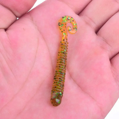 10 τμχ/Παρτίδα Swivel Worms Soft Fishing Lures 6,5cm 1,3g Jig Wobblers Bass Shrimp Fishy Smell Silicone Artificial Bait Pesca Tackle
