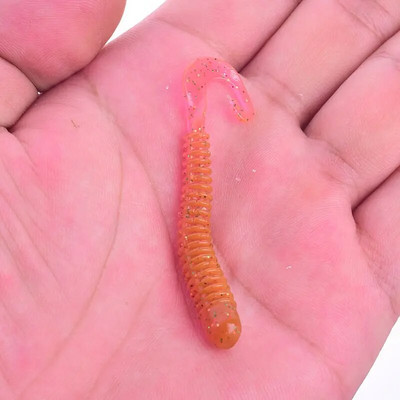 10 τμχ/Παρτίδα Swivel Worms Soft Fishing Lures 6,5cm 1,3g Jig Wobblers Bass Shrimp Fishy Smell Silicone Artificial Bait Pesca Tackle