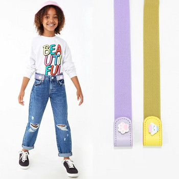 Παιδική Ζώνη Lazy New Fashion Cartoon DIY καρό ελαστικές ζώνες από καμβά για παιδιά Ευέλικτο αόρατο τζιν χωρίς ραφή ζώνη μέσης