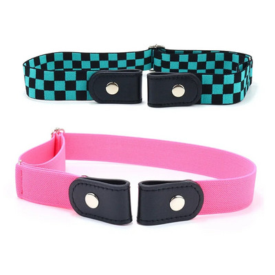 Παιδική Ζώνη Lazy New Fashion Cartoon DIY καρό ελαστικές ζώνες από καμβά για παιδιά Ευέλικτο αόρατο τζιν χωρίς ραφή ζώνη μέσης