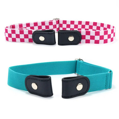Παιδική Ζώνη Lazy New Fashion Cartoon DIY καρό ελαστικές ζώνες από καμβά για παιδιά Ευέλικτο αόρατο τζιν χωρίς ραφή ζώνη μέσης