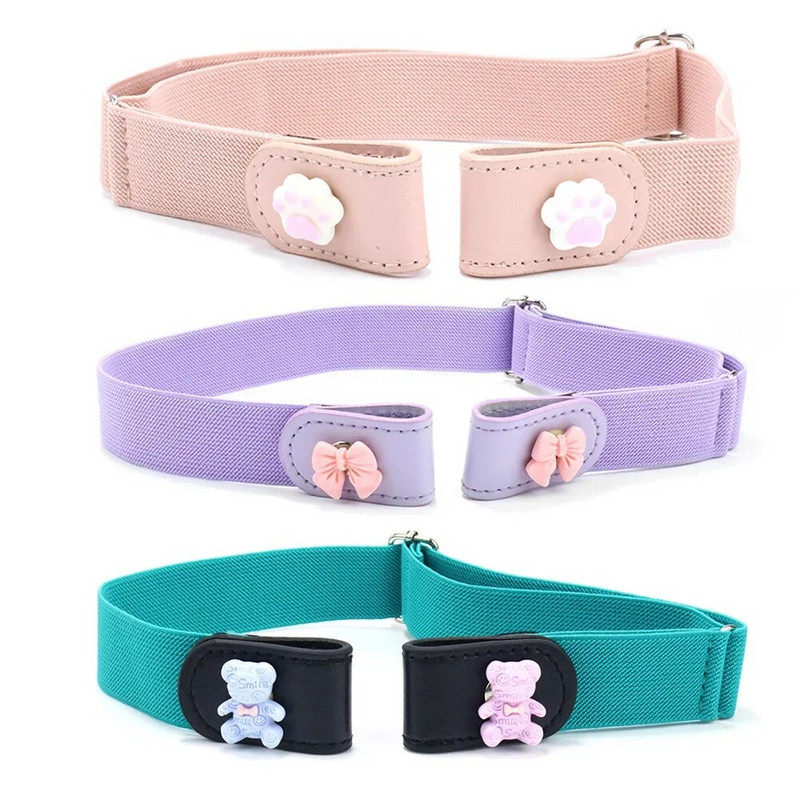 Laste laisk vöö uus mood multikas DIY ruuduline elastsed lõuendirihmad lastele Mitmekülgne nähtamatu õmblusteta teksadest vöökoht