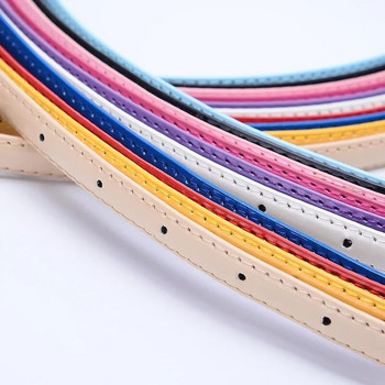 Детски колани в бонбонени цветове 1,2 см Супер тънки PU колани Обикновени едноцветни ежедневни колани Аксесоари за облекло за момичета