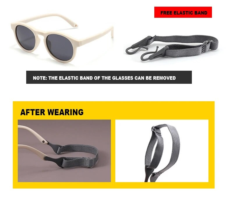 WarBlade mazas, apaļas polarizētas bērnu saulesbrilles, silikona elastīgas drošības brilles bērniem 0–3 gadiem zēniem, meitenēm, mazuļu brilles UV400