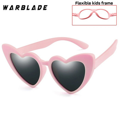 WarBLade Ochelari de soare noi pentru copii Ochelari de soare polarizați pentru copii LOVE Heart Băieți Fete Ochelari pentru bebeluși Ochelari de siguranță cu ramă flexibilă