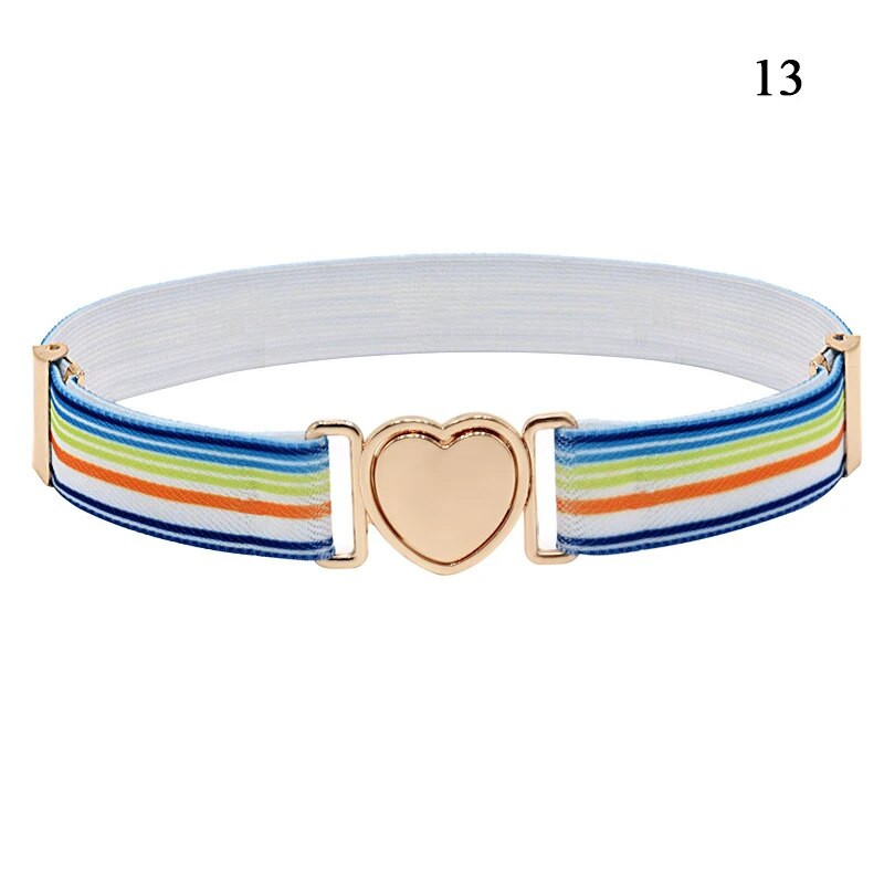 Wave Point svītraina jostasvieta DIY Zvaigžņu raksts Regulējama Stretch vidukļa josta bērniem Elastīga sirds formas sprādze Bērnu josta