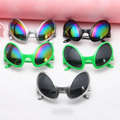 Noi ochelari de extraterestru Ochelari de soare amuzanți pentru petrecere de vacanță Halloween Adulți Accesorii pentru petreceri pentru copii Lentile curcubeu ET Ochelari de soare Nuanțe