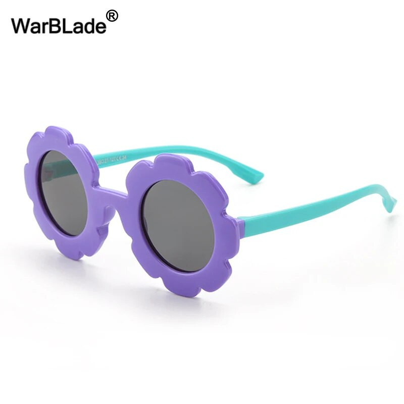 WarBlade New Kids Päikeseprillid Paindlikud polariseeritud Laste Päikeseprillid Ümarad lillelised prillid Tüdrukud Poisid Baby Shades Prillid UV400
