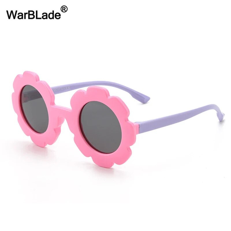 WarBlade New Kids Päikeseprillid Paindlikud polariseeritud Laste Päikeseprillid Ümarad lillelised prillid Tüdrukud Poisid Baby Shades Prillid UV400