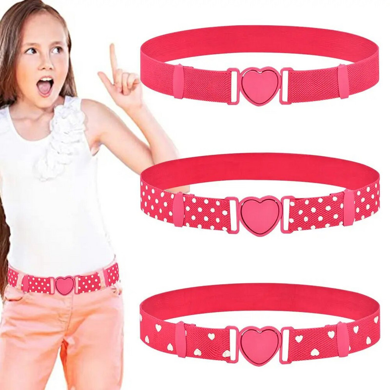 Bērnu elastīgas jostas meiteņu elastīgas jostasvietas jostas regulējama rozā sirds sprādzes josta Vienota josta pusaudžu bērnu meiteņu kleitas