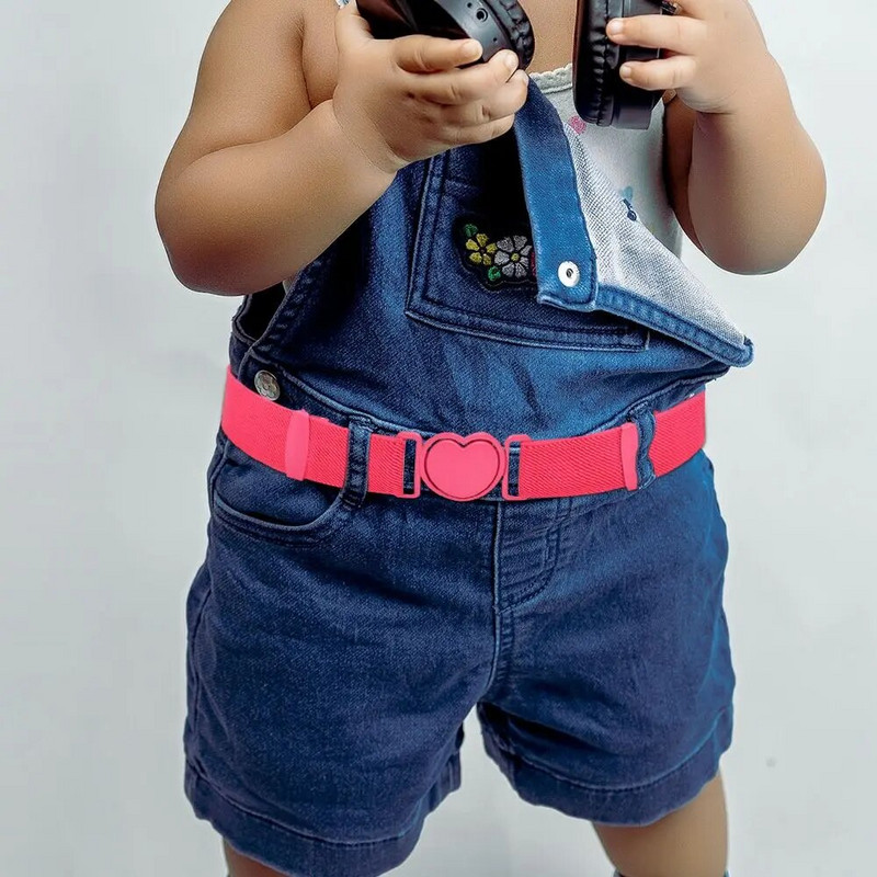 Bērnu elastīgas jostas meiteņu elastīgas jostasvietas jostas regulējama rozā sirds sprādzes josta Vienota josta pusaudžu bērnu meiteņu kleitas