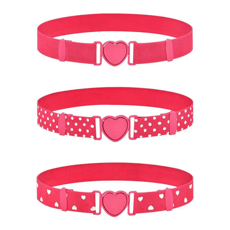 Bērnu elastīgas jostas meiteņu elastīgas jostasvietas jostas regulējama rozā sirds sprādzes josta Vienota josta pusaudžu bērnu meiteņu kleitas