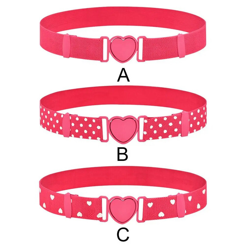 Bērnu elastīgas jostas meiteņu elastīgas jostasvietas jostas regulējama rozā sirds sprādzes josta Vienota josta pusaudžu bērnu meiteņu kleitas