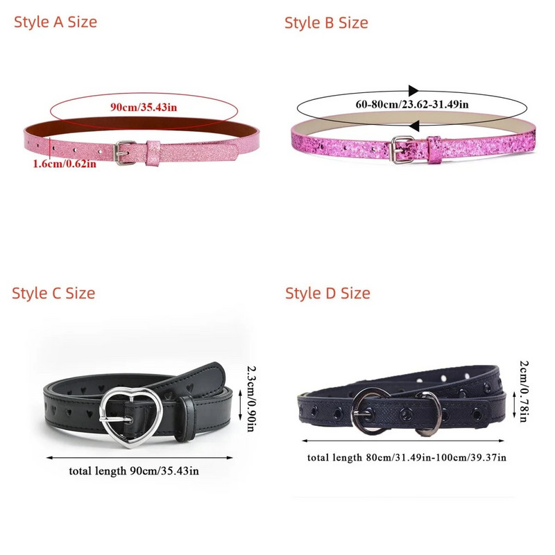 Sakausējuma sprādze Mākslīgās ādas sequins Bērnu jostas Meitenes vienkrāsains Krāsains jostasvieta Mode Jaunas Sieviešu Regulējamas Bērnu jostas