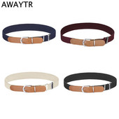 AWAYTR Novi platneni elastični remen za djecu, rastezljivi remen s kopčom od legure igle za dječake, djevojčice, PU spojene trake za pojas, podesivi remen