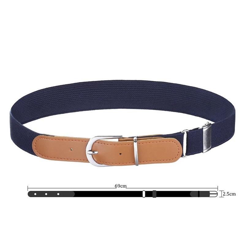 AWAYTR Novi platneni elastični remen za djecu, rastezljivi remen s kopčom od legure igle za dječake, djevojčice, PU spojene trake za pojas, podesivi remen