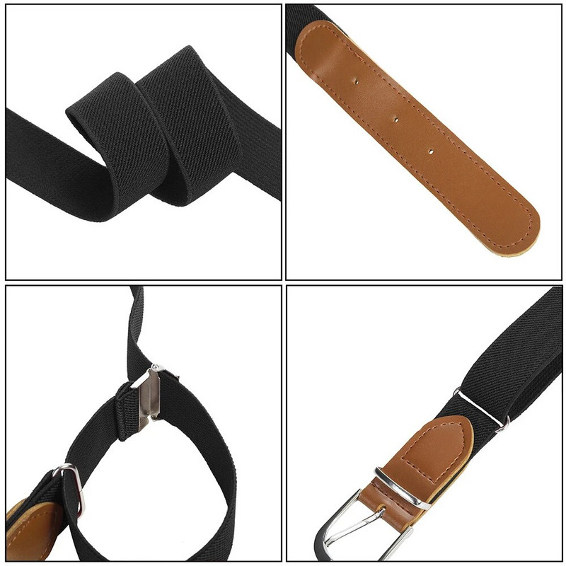 AWAYTR Novi platneni elastični remen za djecu, rastezljivi remen s kopčom od legure igle za dječake, djevojčice, PU spojene trake za pojas, podesivi remen