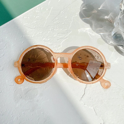 Bērni Zēns Meitene Jauki Leopards Divu krāsu karikatūra Lāča formas Apaļas Saulesbrilles Bērni Vintage Saulesbrilles UV400 Aizsardzība Classic