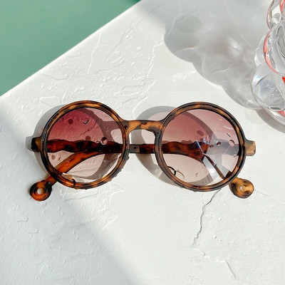 Bērni Zēns Meitene Jauki Leopards Divu krāsu karikatūra Lāča formas Apaļas Saulesbrilles Bērni Vintage Saulesbrilles UV400 Aizsardzība Classic