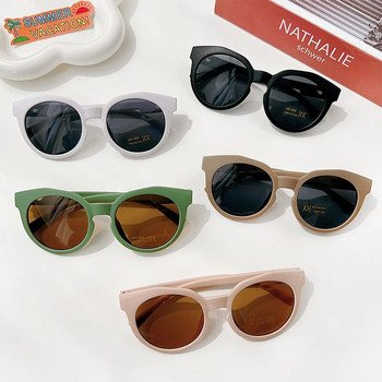 2023 Нови деца Сладък кариран панел Цветни кръгли UV400 слънчеви очила Бебешки момичета Външни слънцезащитни слънчеви очила Детски слънчеви очила