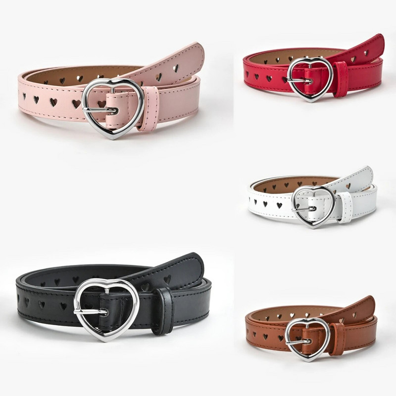 Dječji remeni s kopčom u obliku srca breskve, dječji remen od umjetne kože za djevojčice, jednobojni pojas oko struka u obliku srca s ušicama i ušicama