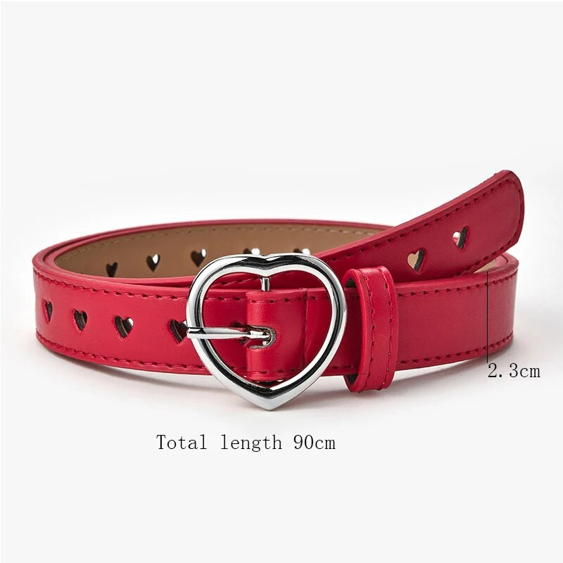 Dječji remeni s kopčom u obliku srca breskve, dječji remen od umjetne kože za djevojčice, jednobojni pojas oko struka u obliku srca s ušicama i ušicama
