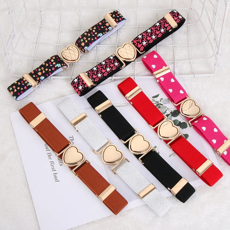 Dječji elastični pojasevi, rastezljivi pojas za djevojčice, podesivi pojas u obliku srca, uniformni pojas za tinejdžerske haljine, modni dodaci