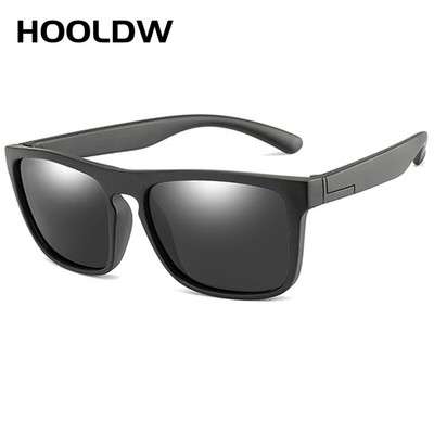 HOOLDW Square Kids Saulesbrilles Silikona Elastīga Drošības Bērnu Polarizētas Saulesbrilles Meiteņu Puišu Brilles UV400 Bērnu Shades Brilles