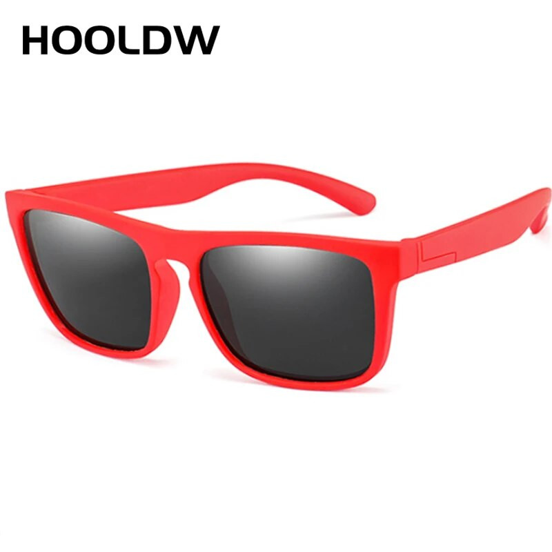 HOOLDW Square Kids Saulesbrilles Silikona Elastīga Drošības Bērnu Polarizētas Saulesbrilles Meiteņu Puišu Brilles UV400 Bērnu Shades Brilles